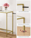 Console Table – Tempered Glass – Gold – Sturdy Design with Adjustable Feet