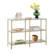 3-Tier Tempered Glass Sofa Table – Tempered Glass – Gold – Modern Storage Shelf, Easy Assembly