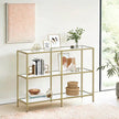 3-Tier Tempered Glass Sofa Table – Tempered Glass – Gold – Modern Storage Shelf, Easy Assembly