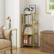 Bookcase – Tempered Glass and Steel – Gold – 4-Tier Shelf for Versatile Storage