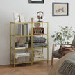Bookcase – Tempered Glass and Steel – Gold – 4-Tier Shelf for Versatile Storage