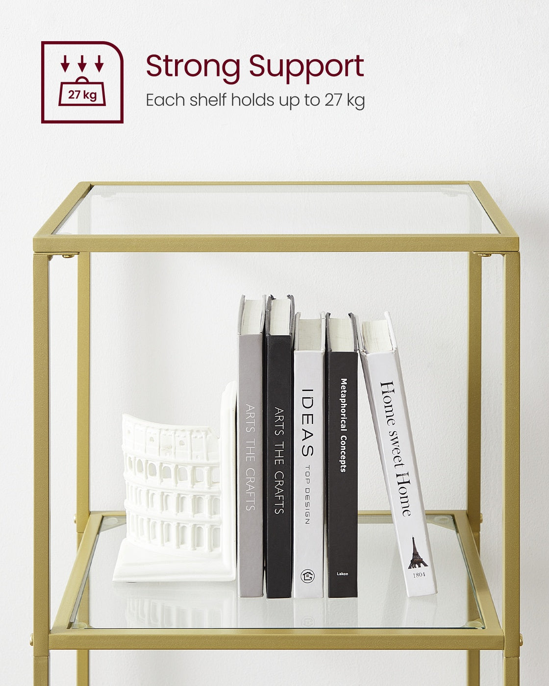 Glass Shelf Bookcase – Tempered Glass – Clear – 5-Tier Design for Versatile Storage