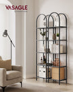 5-Tier Tempered Glass Shelving Unit – Steel – Ink Black and Slate Grey – Arched Design