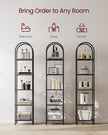 5-Tier Tempered Glass Shelving Unit – Steel – Ink Black and Slate Grey – Arched Design