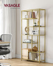 Tall Bookcase – Tempered Glass – Clear – 6-Tier Design for Versatile Display and Storage