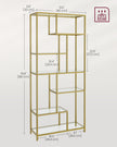 Tall Bookcase – Tempered Glass – Clear – 6-Tier Design for Versatile Display and Storage