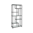 Tall Bookcase – Tempered Glass – Clear – 6-Tier Design for Versatile Display and Storage