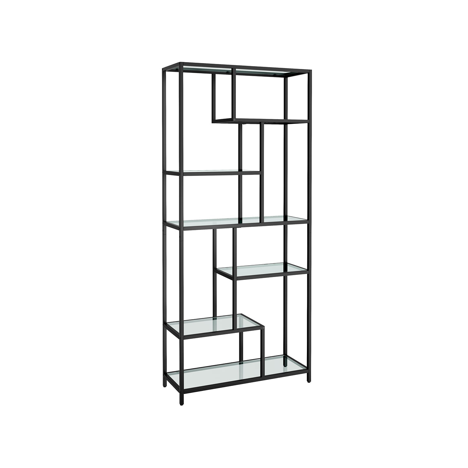 Tall Bookcase – Tempered Glass – Clear – 6 Tiers, Multi-Purpose Display and Plant Stand