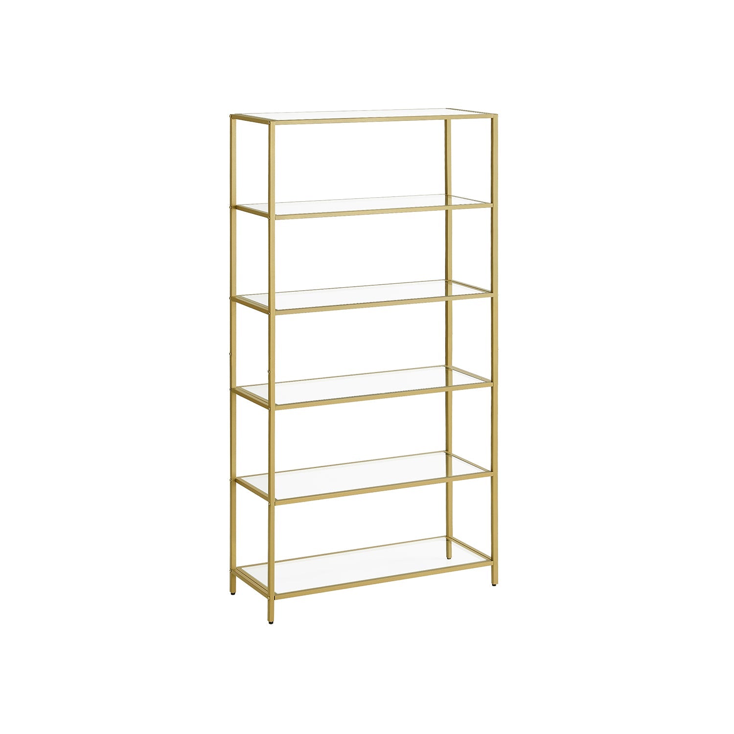 6-Tier Shelf – Tempered Glass – Metallic Gold – Versatile Storage for Home and Office