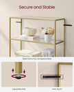 6-Tier Shelf – Tempered Glass – Metallic Gold – Versatile Storage for Home and Office