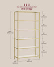6-Tier Shelf – Tempered Glass – Metallic Gold – Versatile Storage for Home and Office
