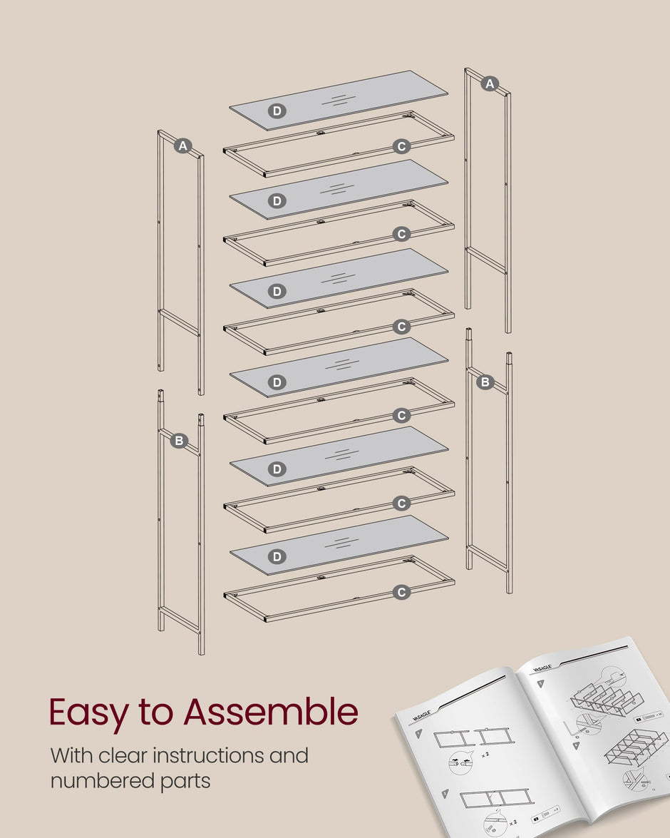 6-Tier Shelf – Tempered Glass – Metallic Gold – Versatile Storage for Home and Office