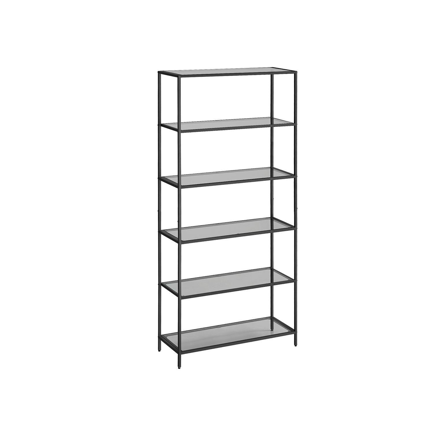 6-Tier Storage Rack – Tempered Glass – Clear – Easy Assembly