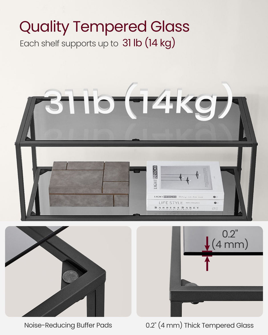 6-Tier Storage Rack – Tempered Glass – Clear – Easy Assembly