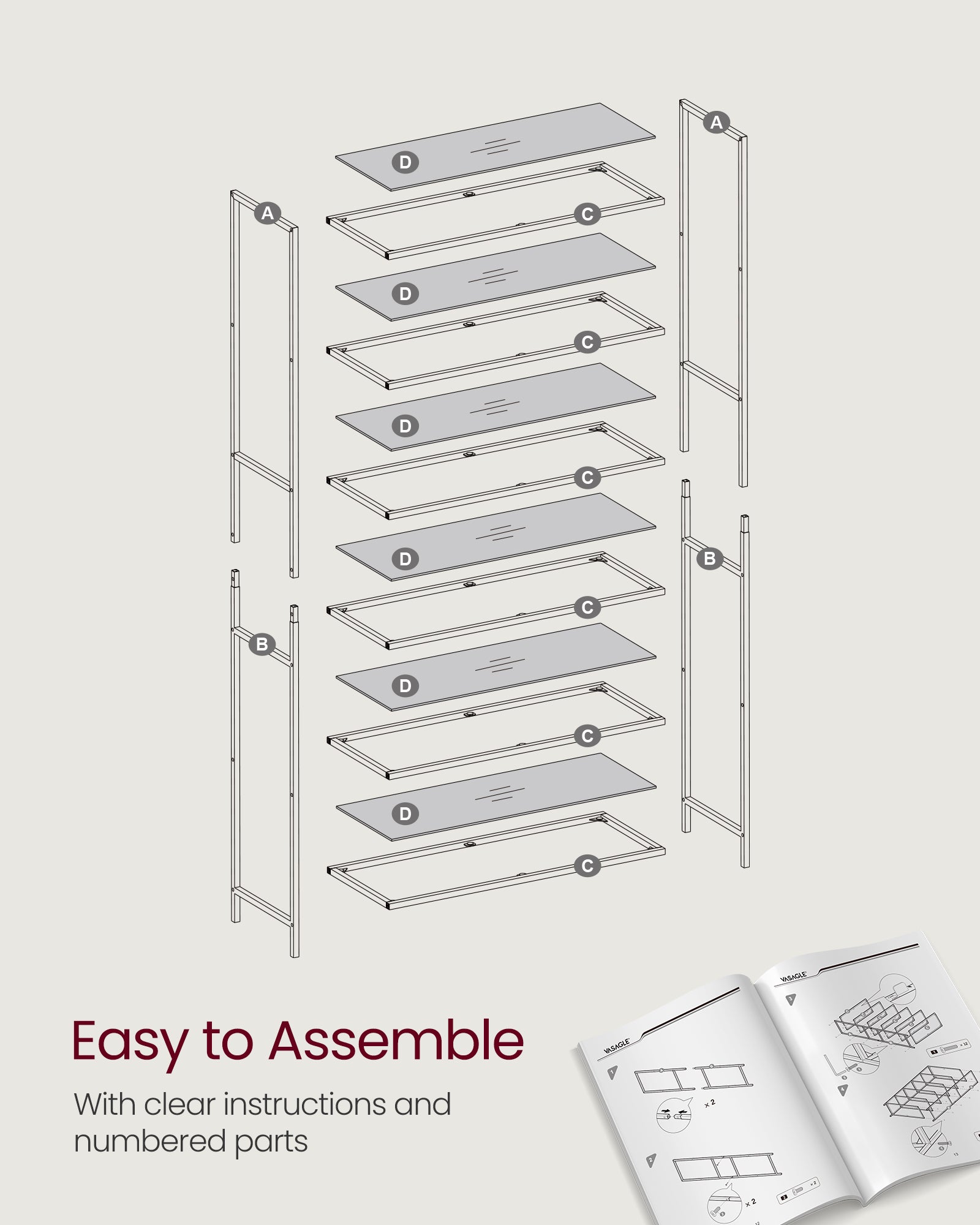 6-Tier Storage Rack – Tempered Glass – Clear – Easy Assembly