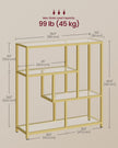 4-Tier Freestanding Bookcase – Metal and Wood – Transparent and Pale Gold – Versatile Storage Solution