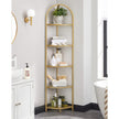 Corner Shelf Unit – Glass – Golden – 5-Tier Free Standing Storage Tower