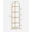Corner Shelf Unit – Glass – Golden – 5-Tier Free Standing Storage Tower