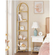 Corner Shelf Unit – Glass – Golden – 5-Tier Free Standing Storage Tower