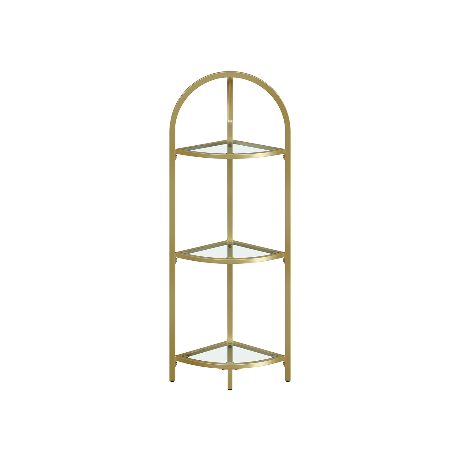 Corner Shelf Stand – Tempered Glass – Metallic Gold – 3-Tier Design with Versatile Storage