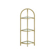 Corner Shelf Stand – Tempered Glass – Metallic Gold – 3-Tier Design with Versatile Storage