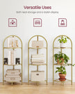 Corner Shelf Stand – Tempered Glass – Metallic Gold – 3-Tier Design with Versatile Storage