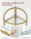 Corner Shelf Stand – Tempered Glass – Metallic Gold – 3-Tier Design with Versatile Storage