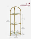 Corner Shelf Stand – Tempered Glass – Metallic Gold – 3-Tier Design with Versatile Storage
