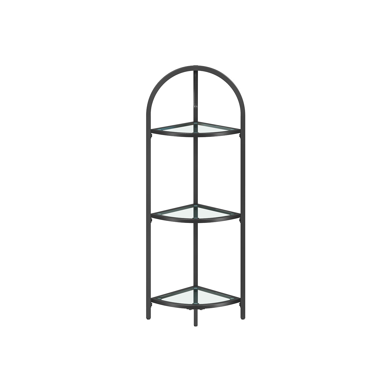 Corner Shelf Stand – Tempered Glass – Classic Black – 3-Tier Design with Metal Frame