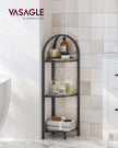 Corner Shelf Stand – Tempered Glass – Classic Black – 3-Tier Design with Metal Frame