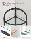 Corner Shelf Stand – Tempered Glass – Classic Black – 3-Tier Design with Metal Frame