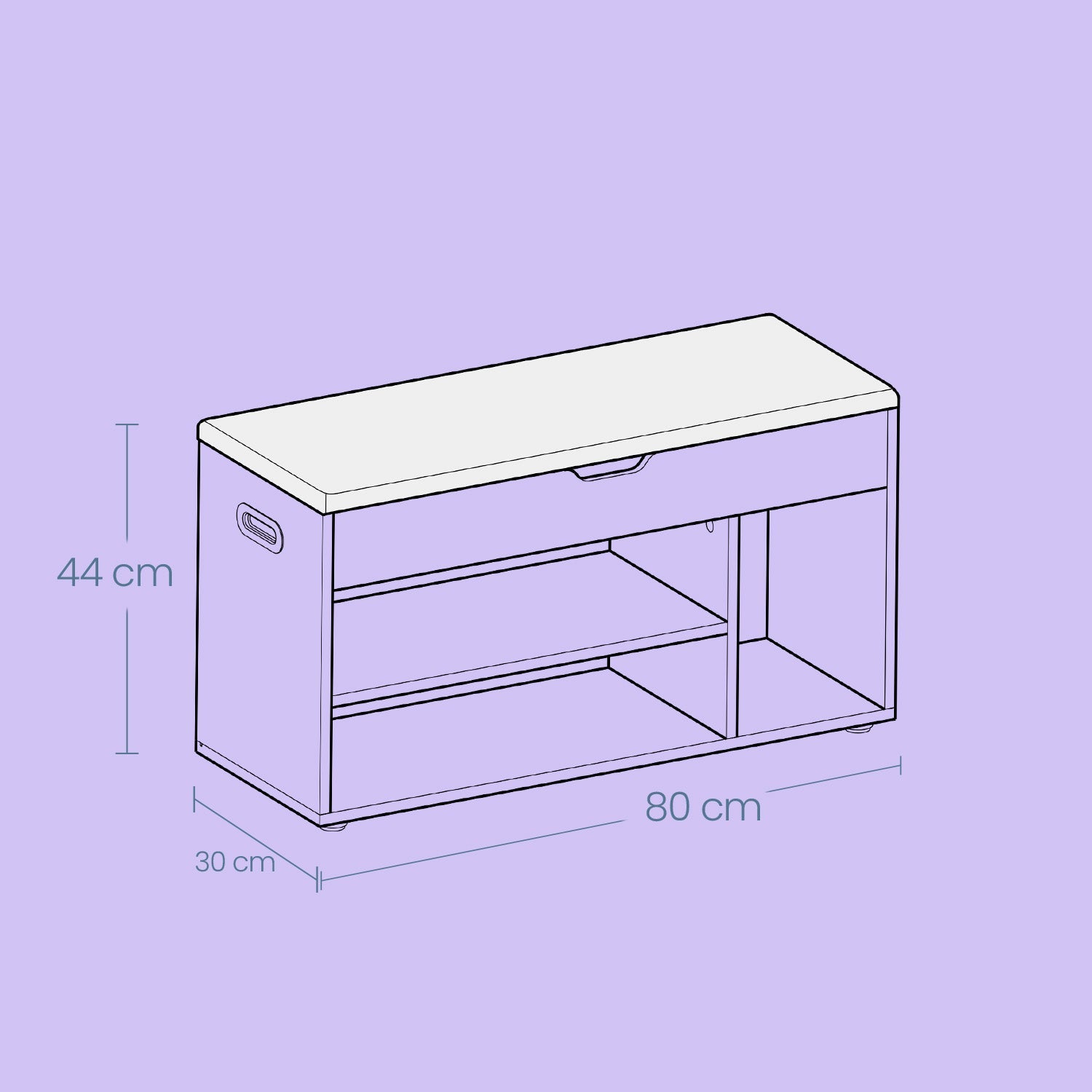 Storage Bench – Wood – White – Padded Seat with Hidden Chest and 2 Shelves, Supports 150 kg