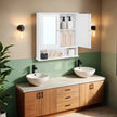 Bathroom Cabinet – Engineered Wood – Dove Gray – Wall-Mounted with 2 Mirrored Doors and Adjustable Shelf