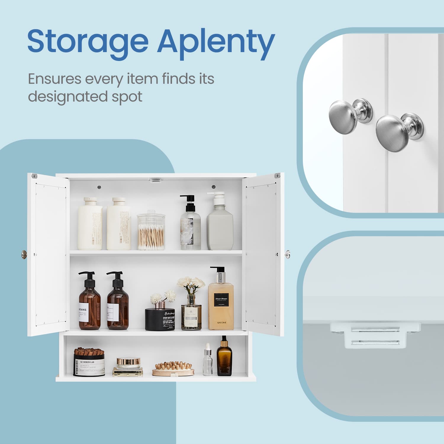 Bathroom Cabinet – Engineered Wood – Dove Gray – Wall-Mounted with 2 Mirrored Doors and Adjustable Shelf