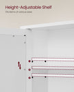 Wall-Mounted Storage Cabinet – Wood – White – Double Mirrored Doors with Adjustable Height Rack