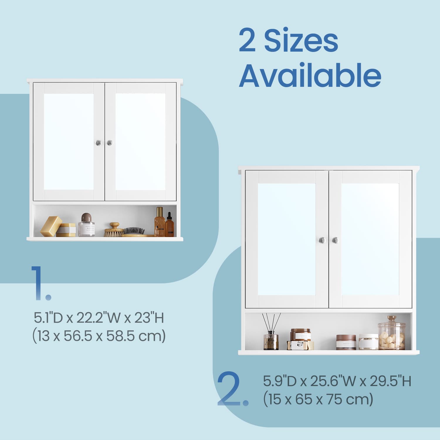 Bathroom Cabinet – Engineered Wood – Dove Gray – Wall-Mounted with 2 Mirrored Doors and Adjustable Shelf