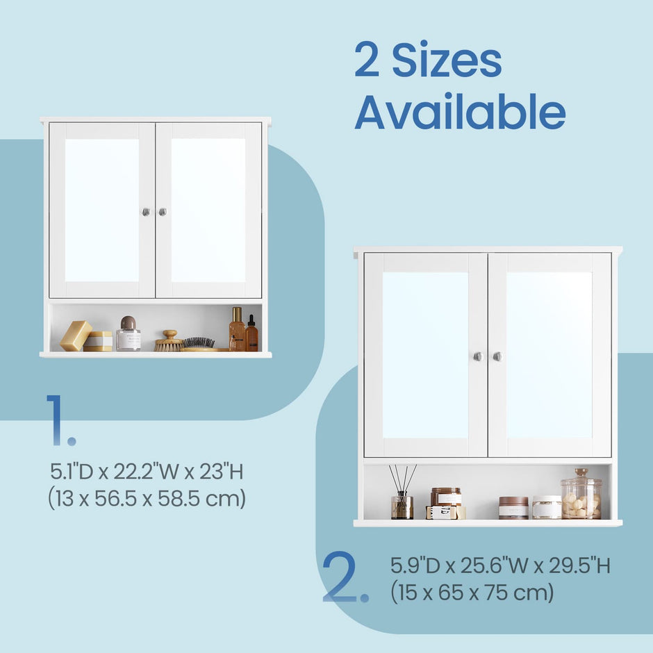 Bathroom Cabinet – Engineered Wood – Dove Gray – Wall-Mounted with 2 Mirrored Doors and Adjustable Shelf