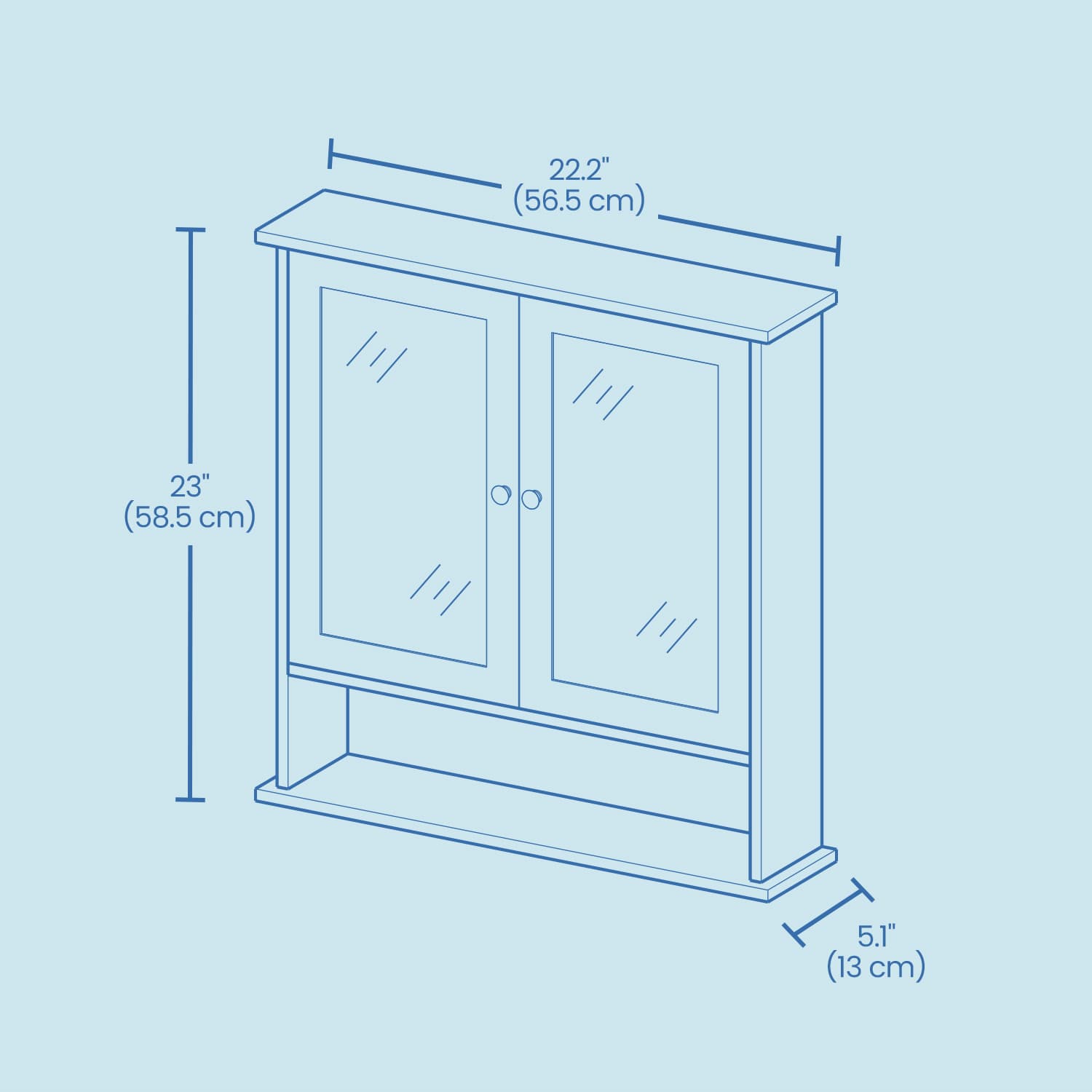 Bathroom Cabinet – Engineered Wood – Dove Gray – Wall-Mounted with 2 Mirrored Doors and Adjustable Shelf