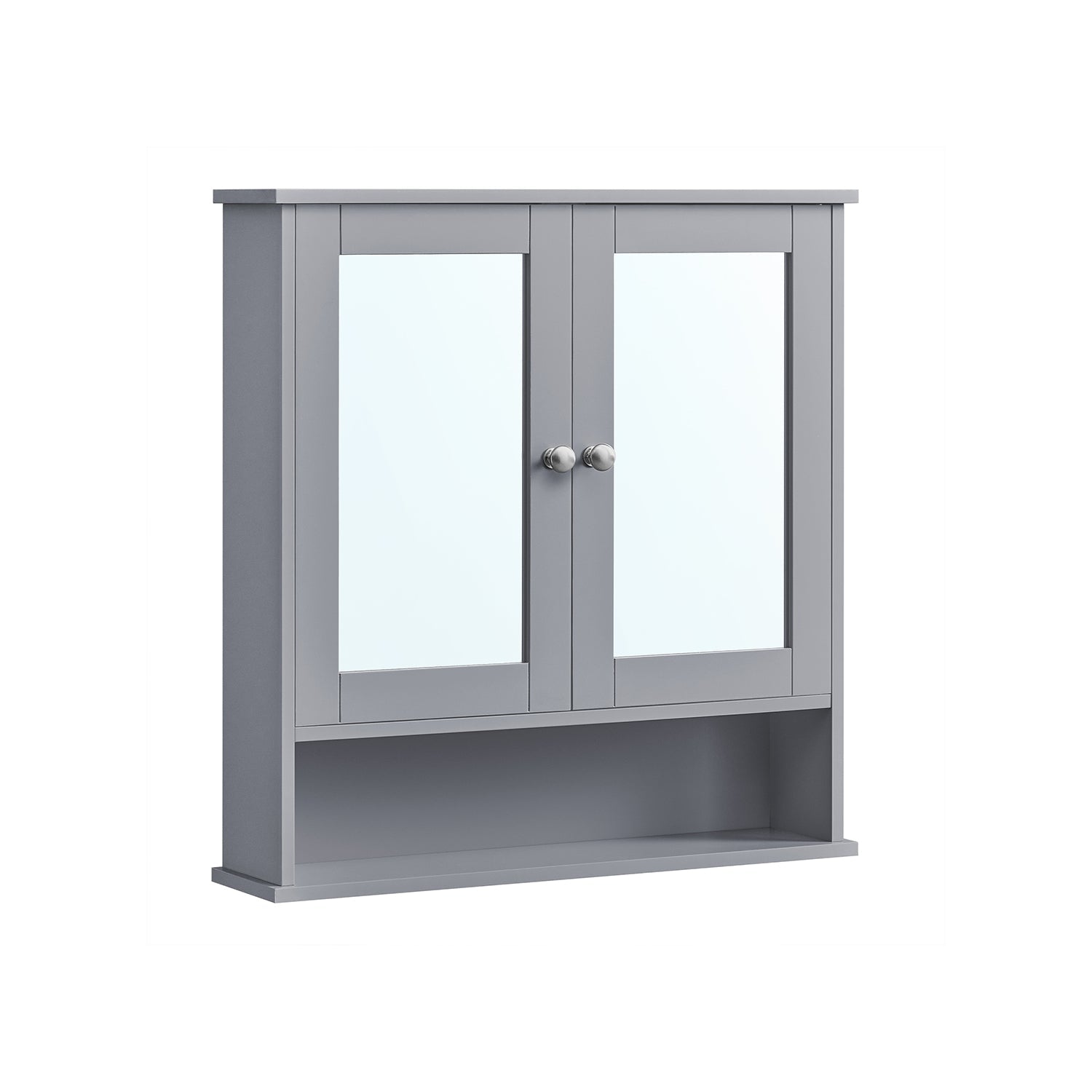 Bathroom Wall Cabinet – Wooden – White – Double Mirrored Doors with Adjustable Height Rack