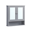 Bathroom Wall Cabinet – Wooden – White – Double Mirrored Doors with Adjustable Height Rack