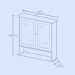 Bathroom Cabinet – Engineered Wood – Dove Gray – Wall-Mounted with 2 Mirrored Doors and Adjustable Shelf
