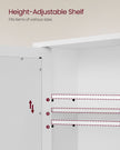 Wall-Mounted Bathroom Cabinet – Wooden – White – Adjustable Height with Double Mirrored Doors