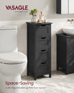 Bathroom Floor Storage Cabinet – Engineered Wood – Grey – Freestanding with 4 Drawers