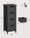 Bathroom Floor Storage Cabinet – Engineered Wood – Grey – Freestanding with 4 Drawers