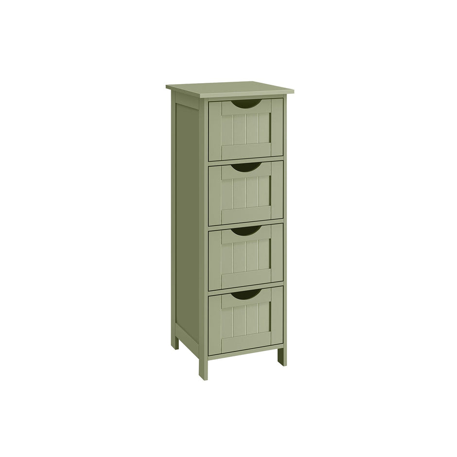 Bathroom Storage Cabinet – Wood – Laurel Green – Freestanding with 4 Drawers