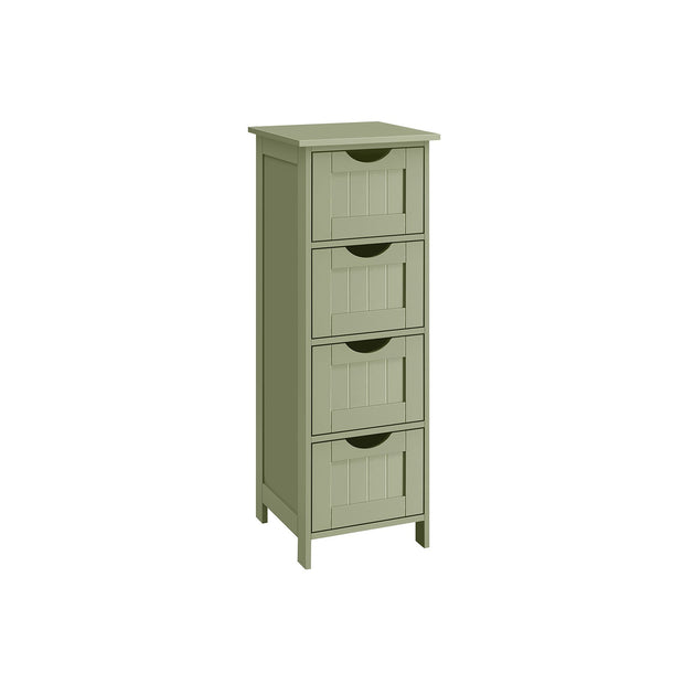 Bathroom Storage Cabinet – Wood – Laurel Green – Freestanding with 4 Drawers