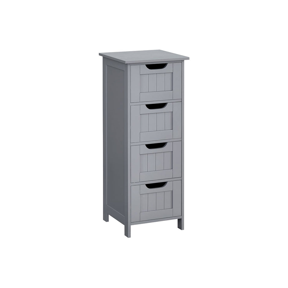 Bathroom Floor Storage Cabinet – Wood – Mystic Grey – Freestanding with 4 Drawers
