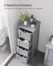 Bathroom Floor Storage Cabinet – Wood – Mystic Grey – Freestanding with 4 Drawers