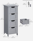 Bathroom Floor Storage Cabinet – Wood – Mystic Grey – Freestanding with 4 Drawers