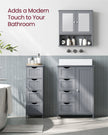 Bathroom Floor Storage Cabinet – Wood – Mystic Grey – Freestanding with 4 Drawers